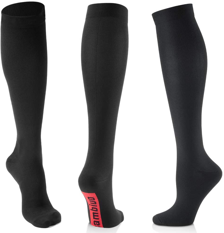 CAMBIVO 3 Pairs Compression Socks for Women & Men(20-30 mmHg), Stocking for  Swelling, Nurse, Flight, Running, Travel, Work(Black Yellow