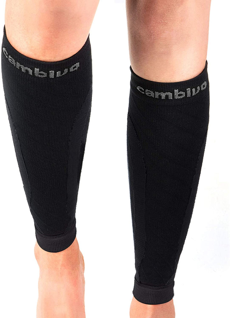 CAMBIVO Calf Compression Sleeve Men & Women 2 Pairs, Compression Socks for Calf Support, Running Sleeves for Sports, Flight, Hiking