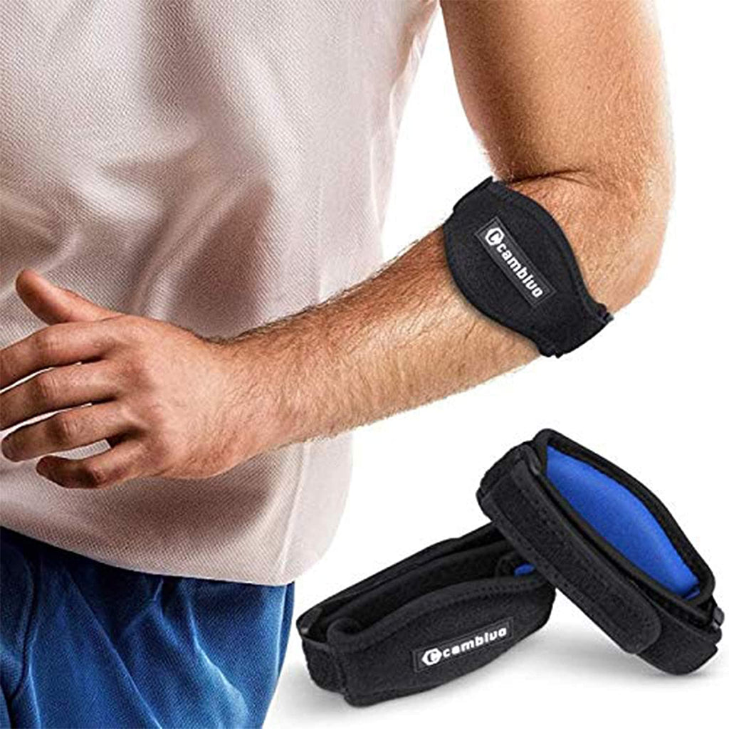 CAMBIVO Tennis Elbow Support Strap 2 Pack, Adjustable Arm Brace with Hook & Loop Lightweight Compression Pad for Men Women, Tennis, Golf