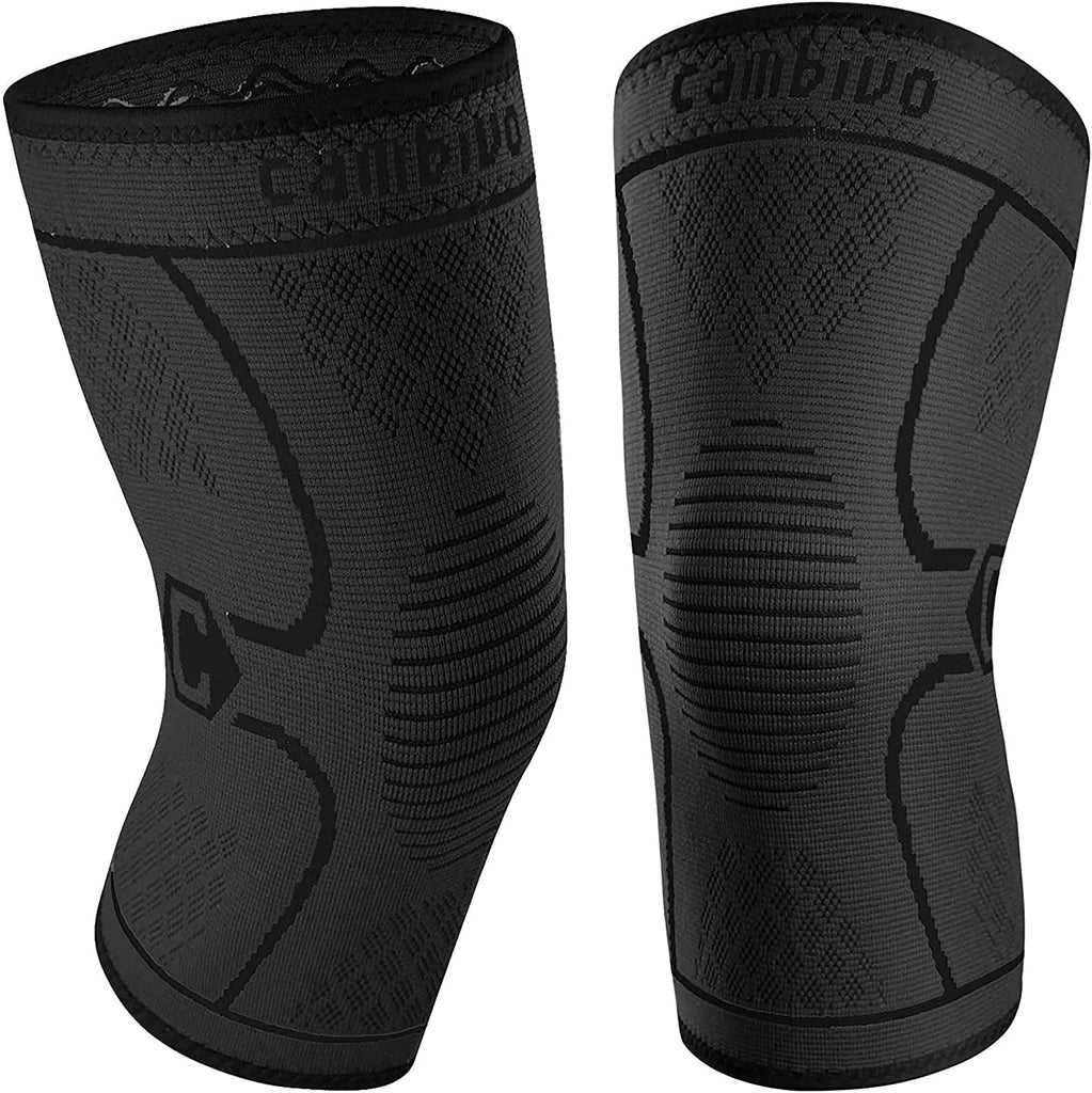 CAMBIVO Knee Support for Women & Men 2 pack, Knee Brace Support and Knee Sleeves for Weight Lifting, Running, Volleyball, Gym