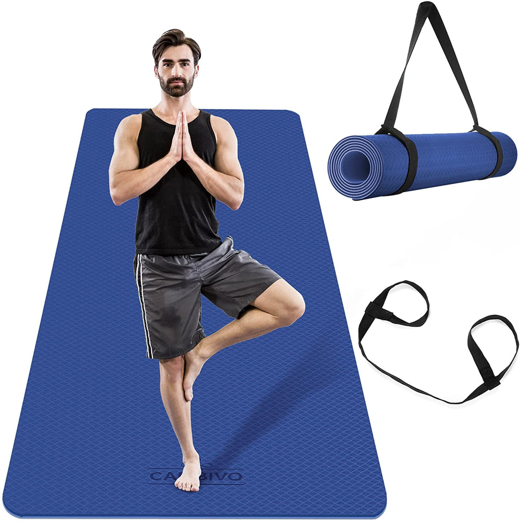 CAMBIVO Large Yoga Mat, 81cm Extra Wide Exercise Mat, Large Gym Mat TPE Non Slip, Pilates Mats for Home Gym, Workout, Gymnastics, Fitness, Training, Yoga Class [with Carry Strap]